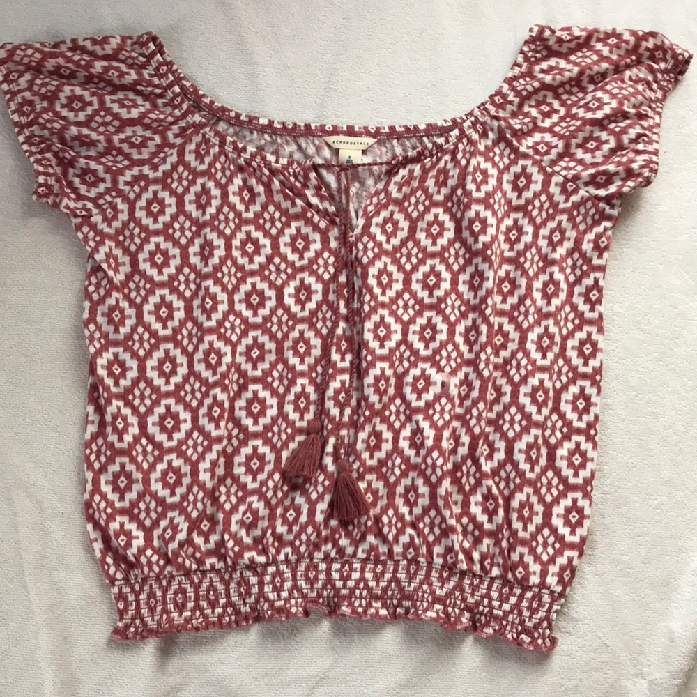 juniors pink and white patterned blouse